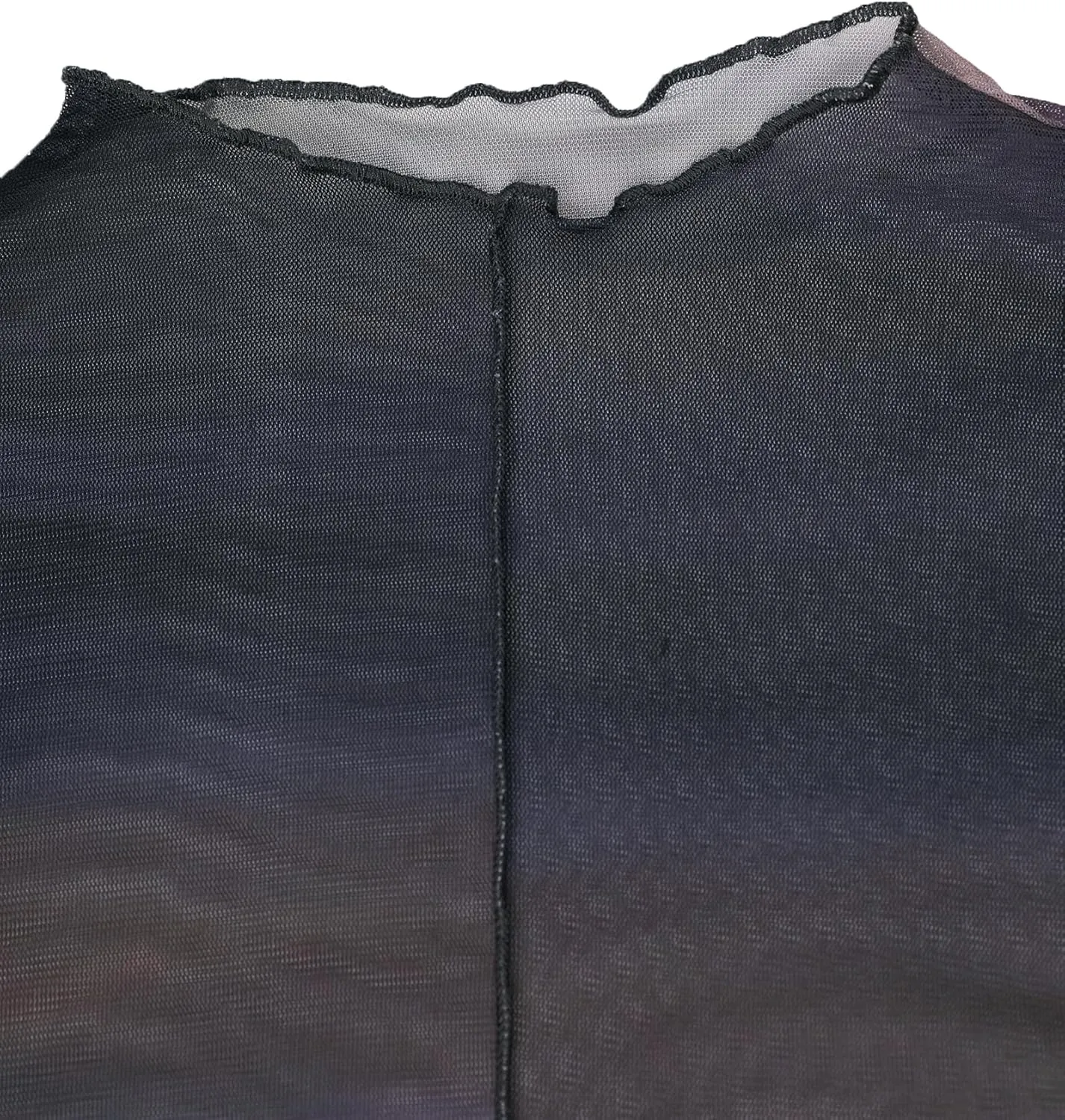 Avanova Women Mesh Sheer Asymmetrical Crop Top Sexy See Through Long Sleeve Shirt