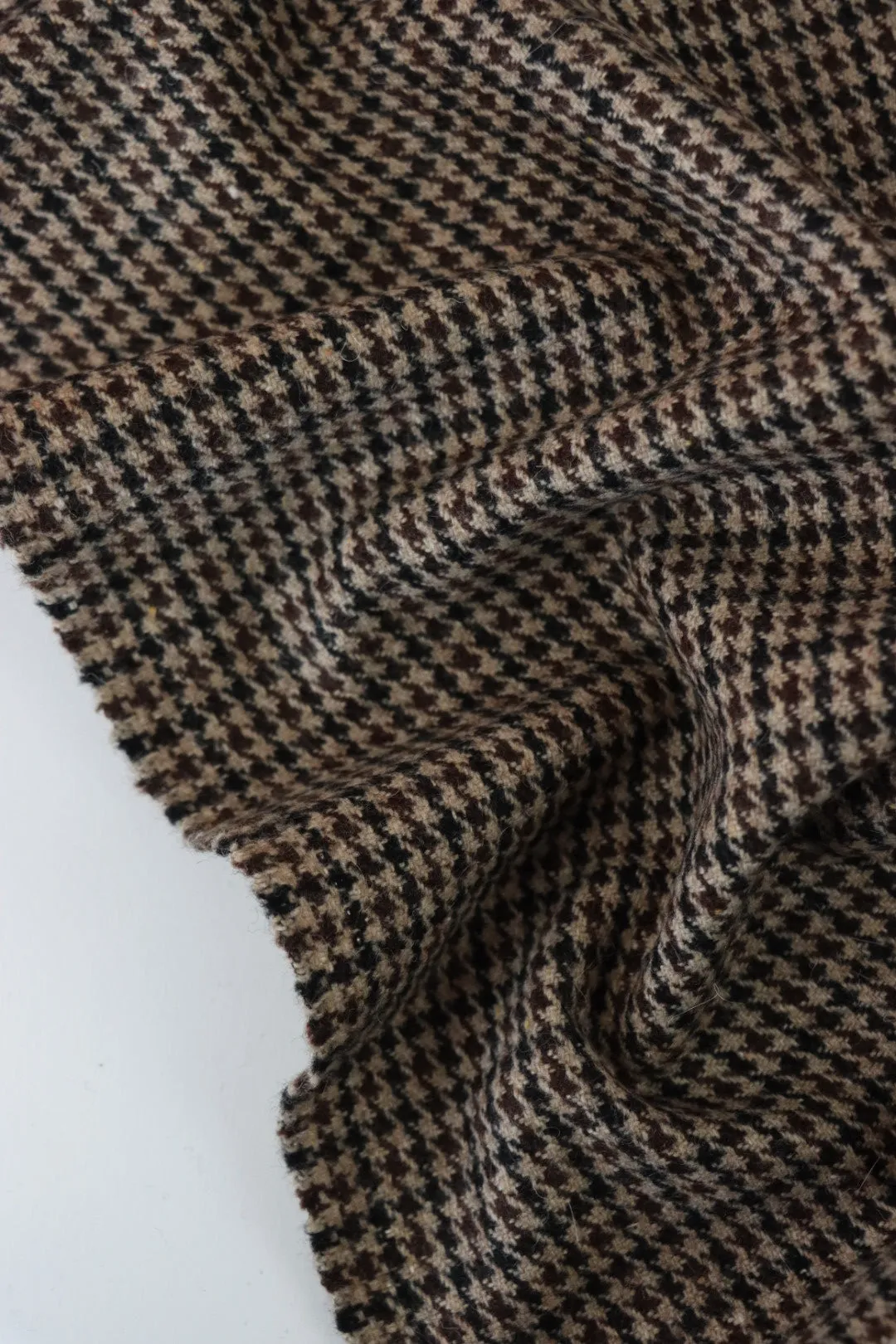 Black/Tan/Brown Houndstooth Wool Coating