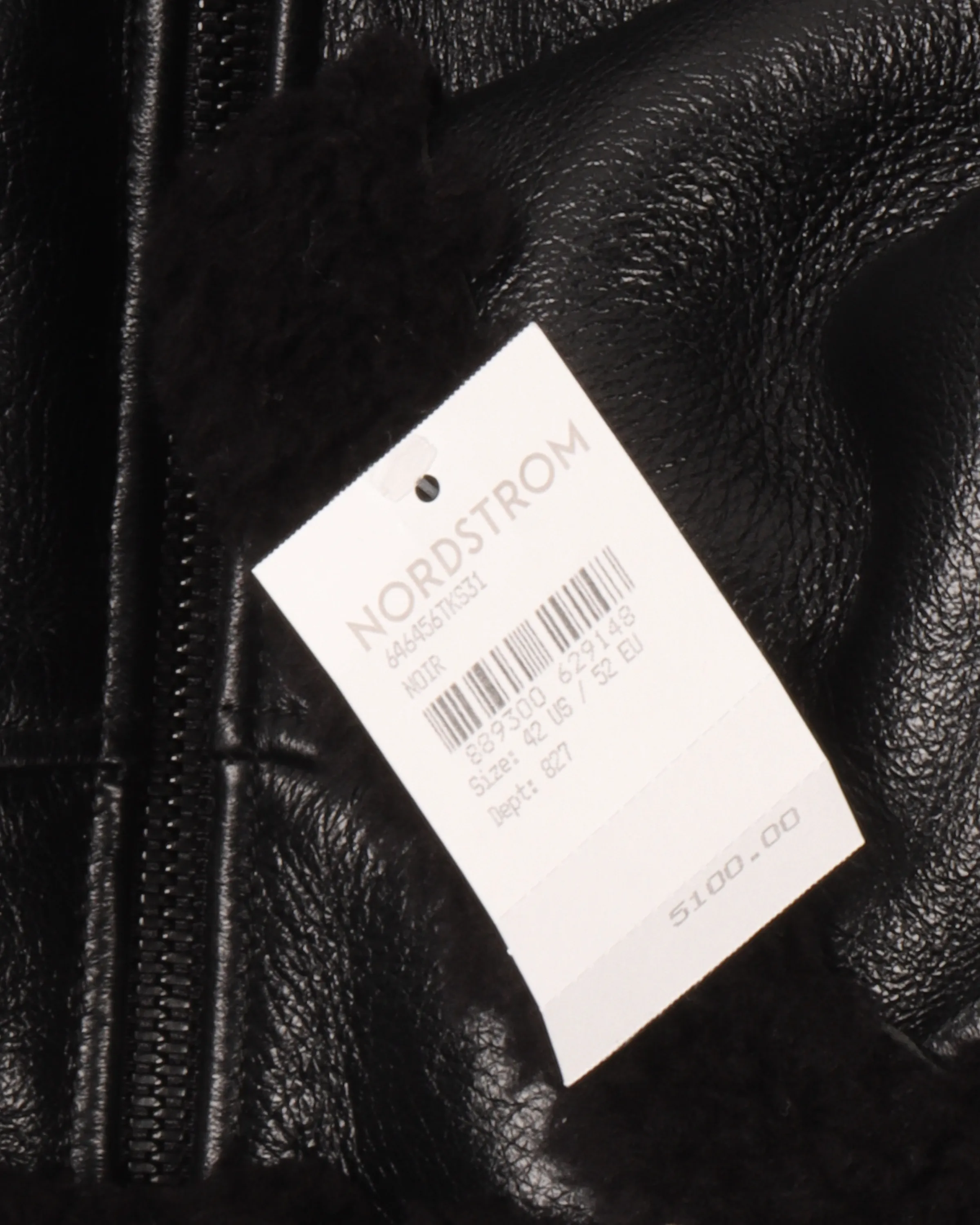 Collar-Logo Shearling Leather Jacket