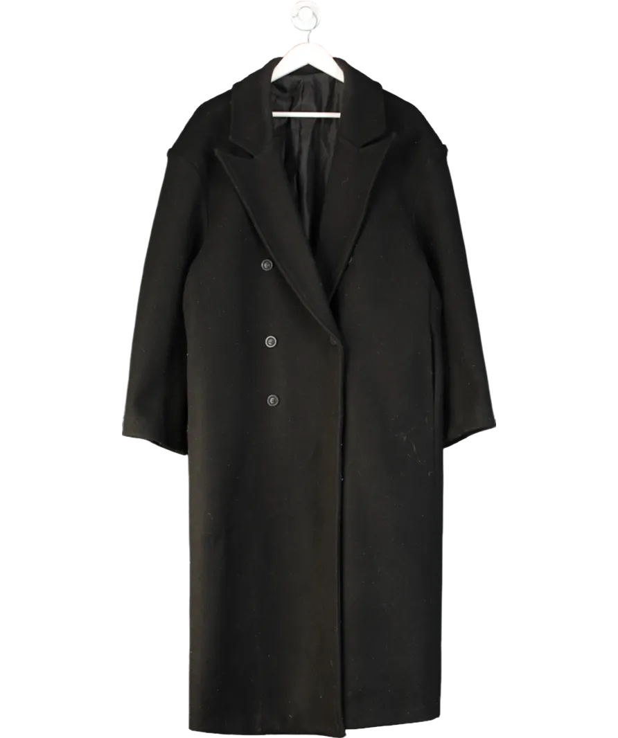 comma Black Longline Double Button Coat UK L