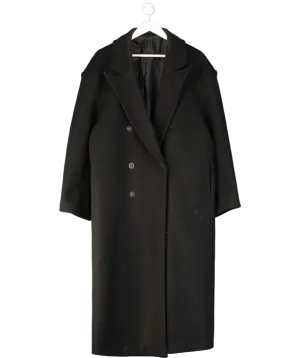 comma Black Longline Double Button Coat UK L
