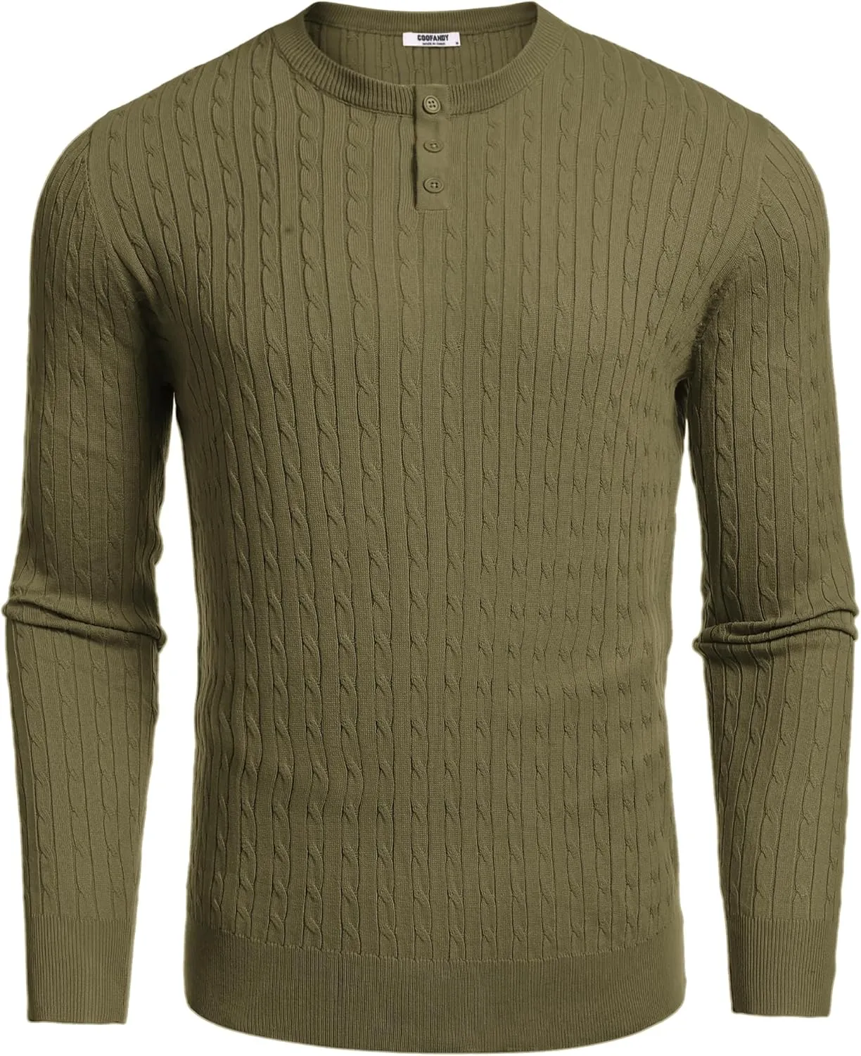 COOFANDY Men's Knit Henley Sweater Long Sleeve Button Down Fall Sweaters and Pullovers