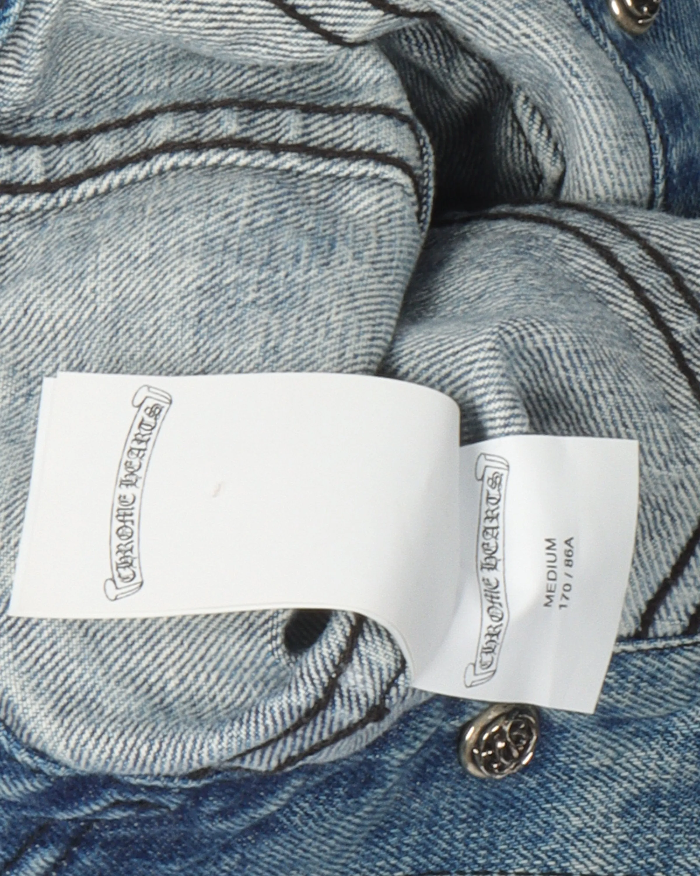 Cropped Shearling Denim Cross Patch Jacket