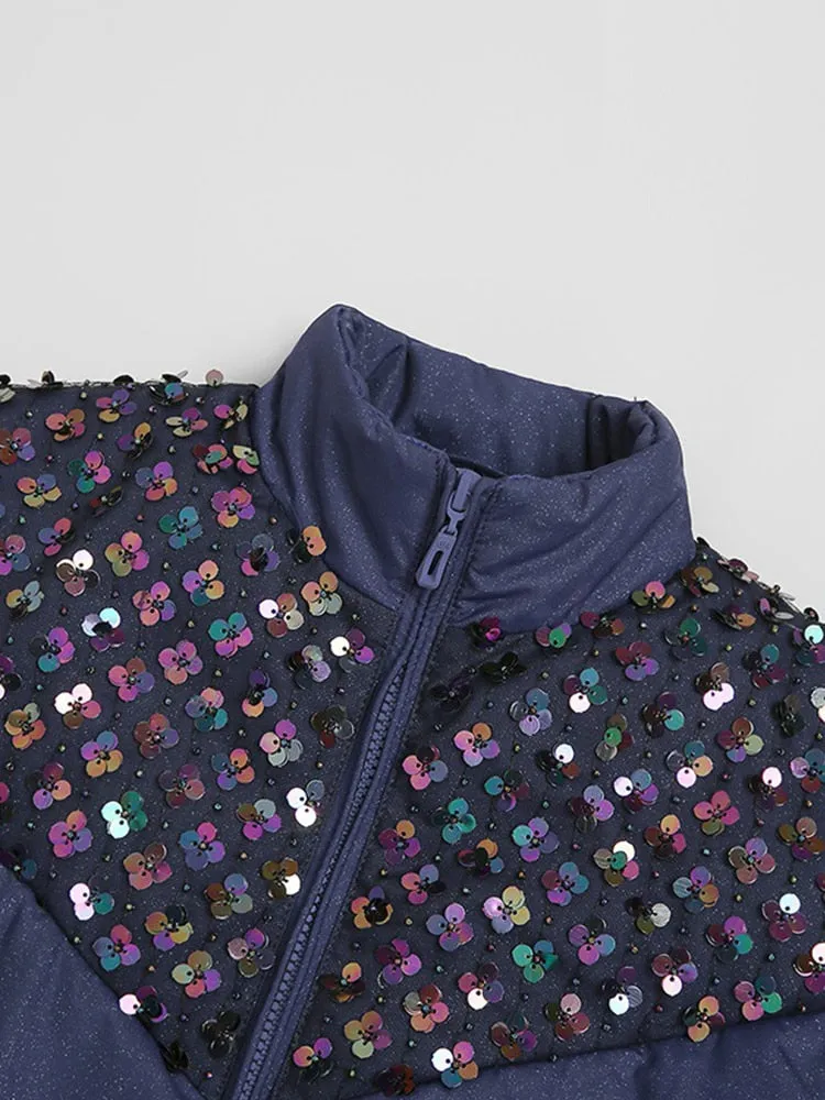 Flowers Belted Women's Duck Down Jackets