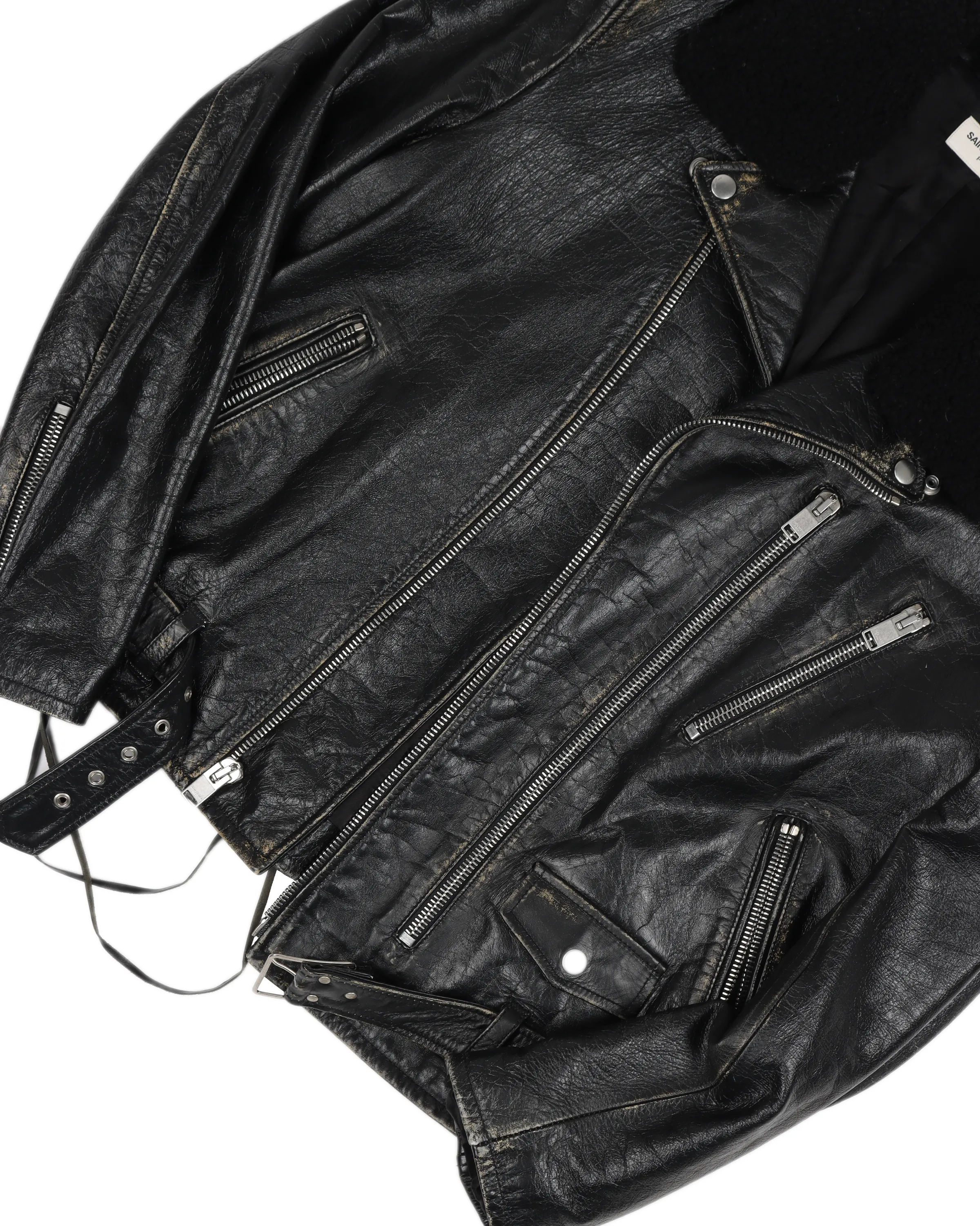 FW16 Distressed Black Shearling L17