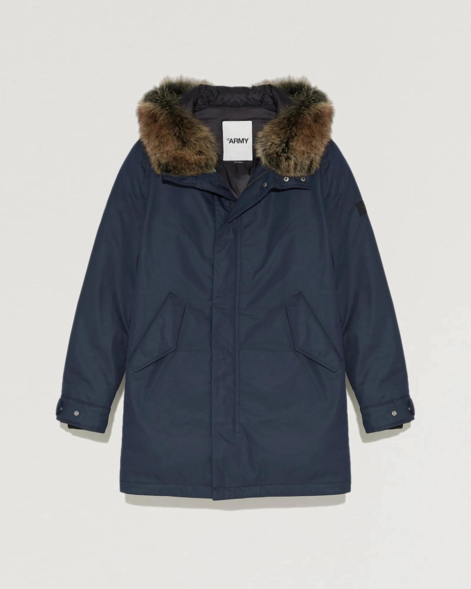 Hooded parka with fox fur