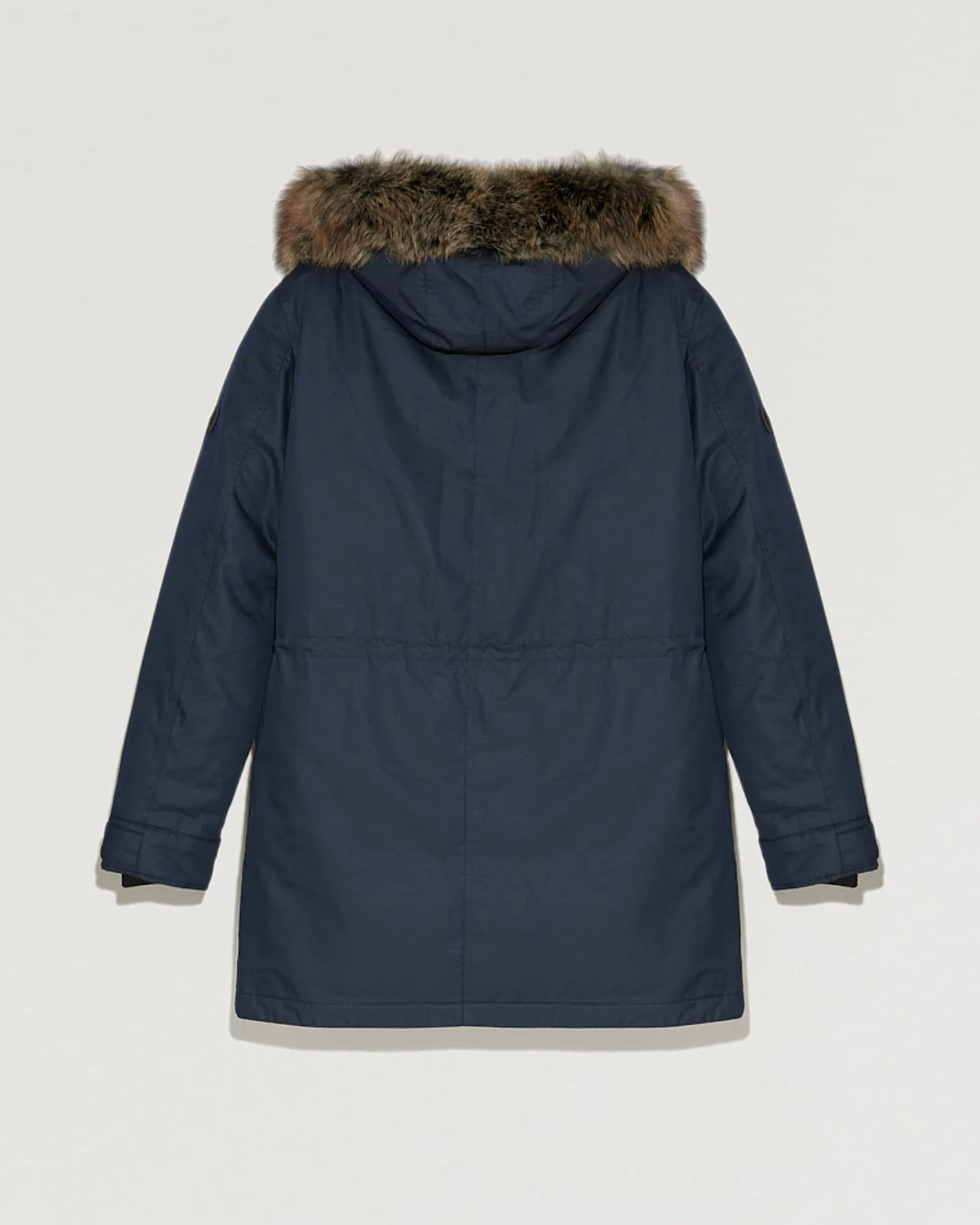 Hooded parka with fox fur
