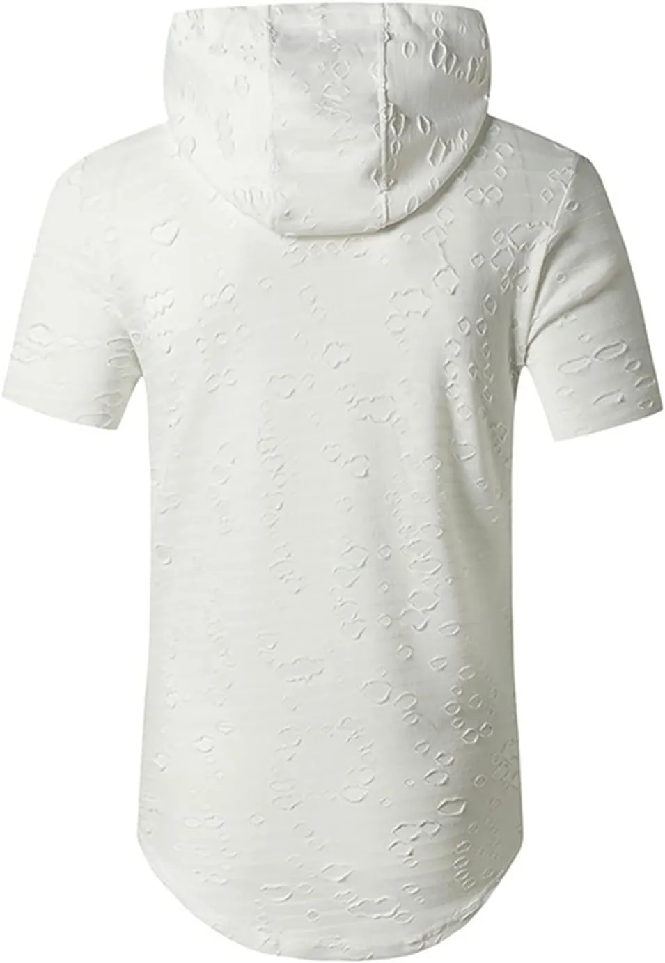 Men's Distressed Asymmetrical Tee Shirts Hip Hop Longline Pullover Hoodies Tops Gym Muscle Cut Off Short Sleeve