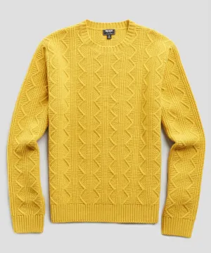 Merino Cable Crew in Yellow