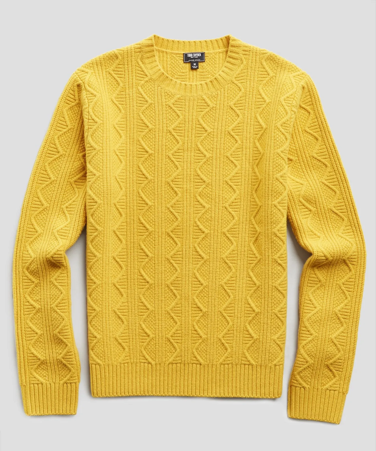 Merino Cable Crew in Yellow