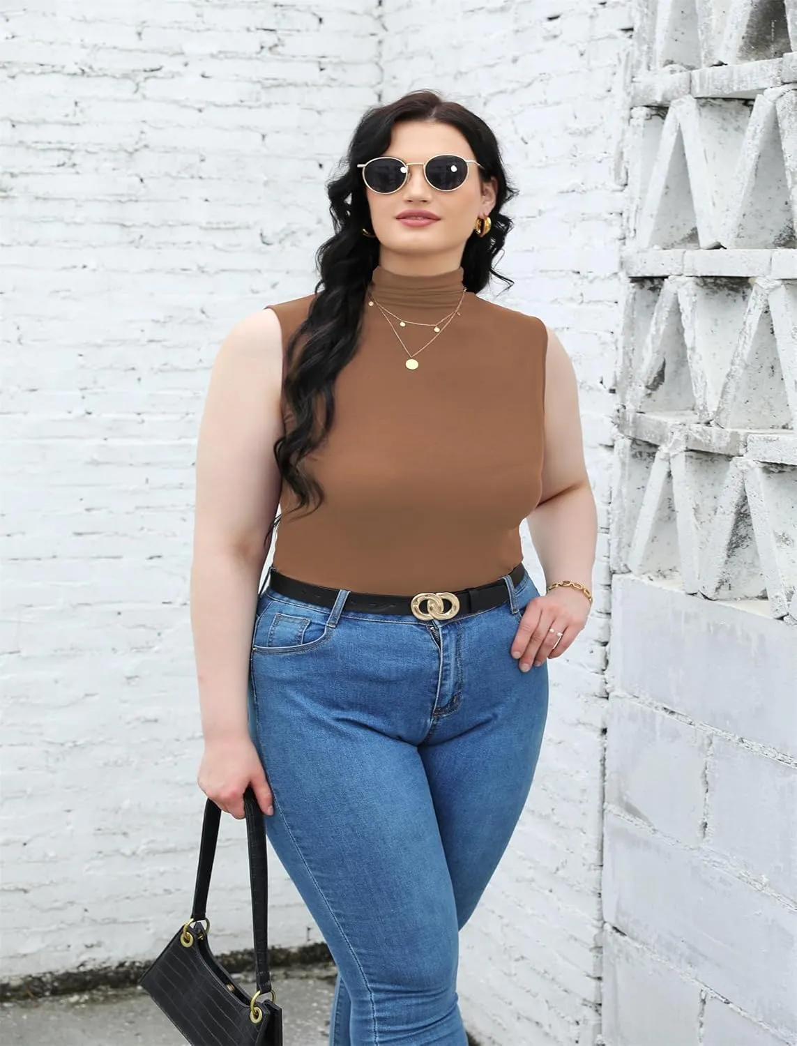 Nasperee Women Sleeveless/Long Sleeve Mock Turtleneck Tank Tops Slim Fit Stretchy Layer Tee Shirts