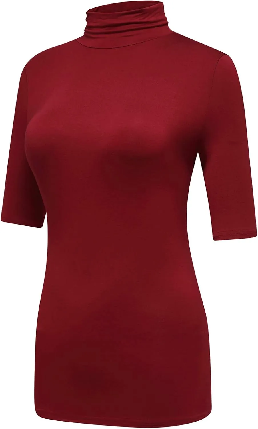 OThread & Co. Women's Half Sleeve Turtleneck T-Shirt Basic Stretch Layer Comfy High Neck Top
