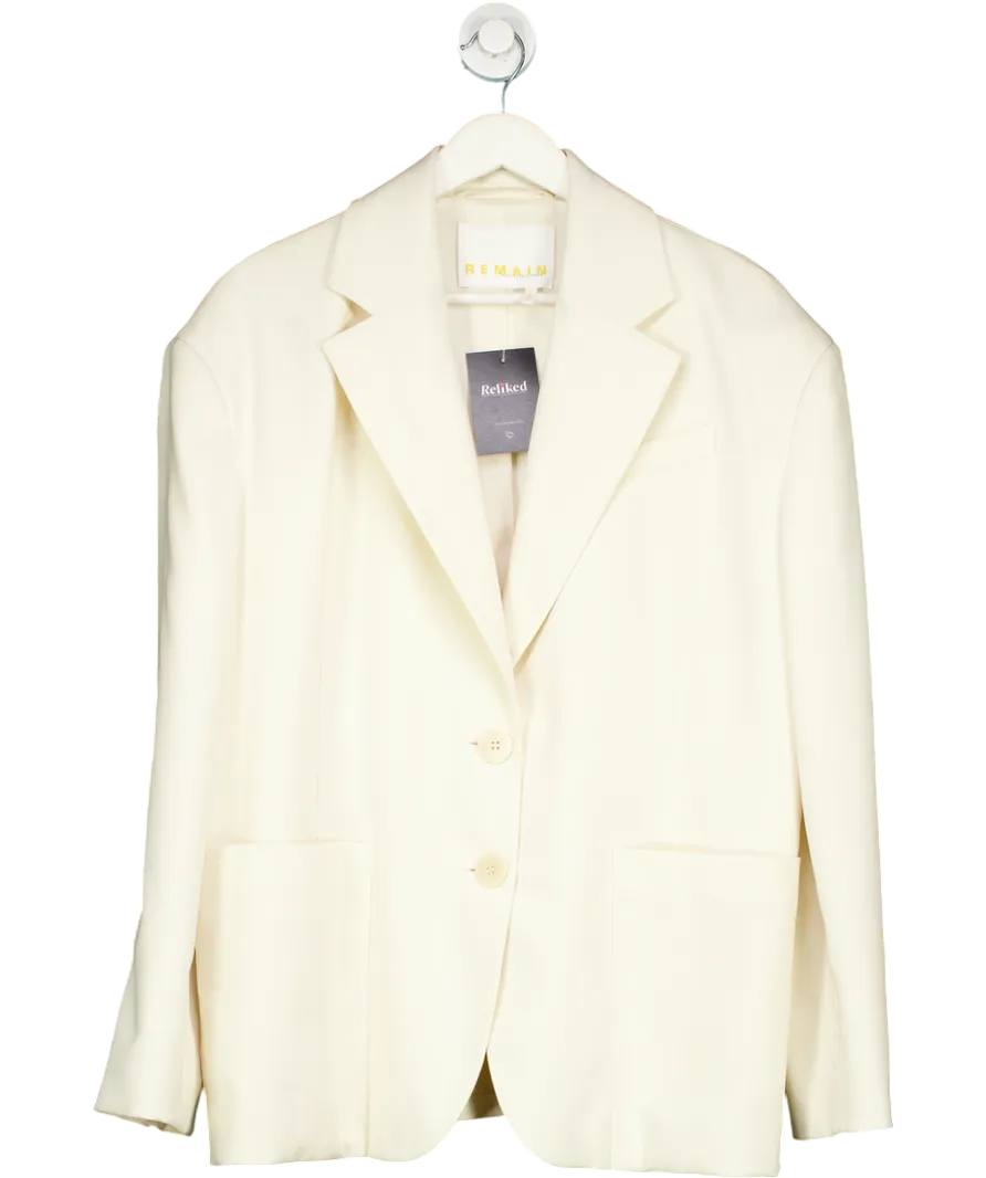 Remain Birger Christensen Cream Super Oversized Single Breasted Blazer UK 8