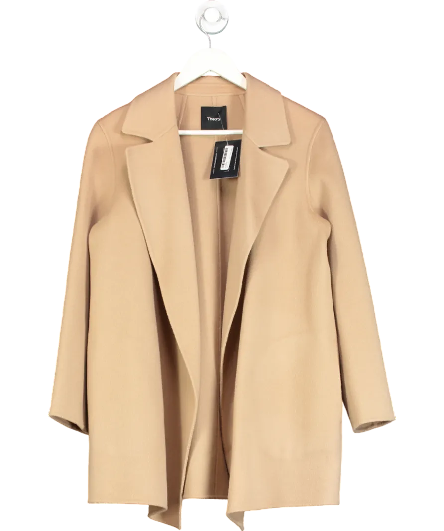 Theory Beige Double-breasted Fitted Blazer UK M