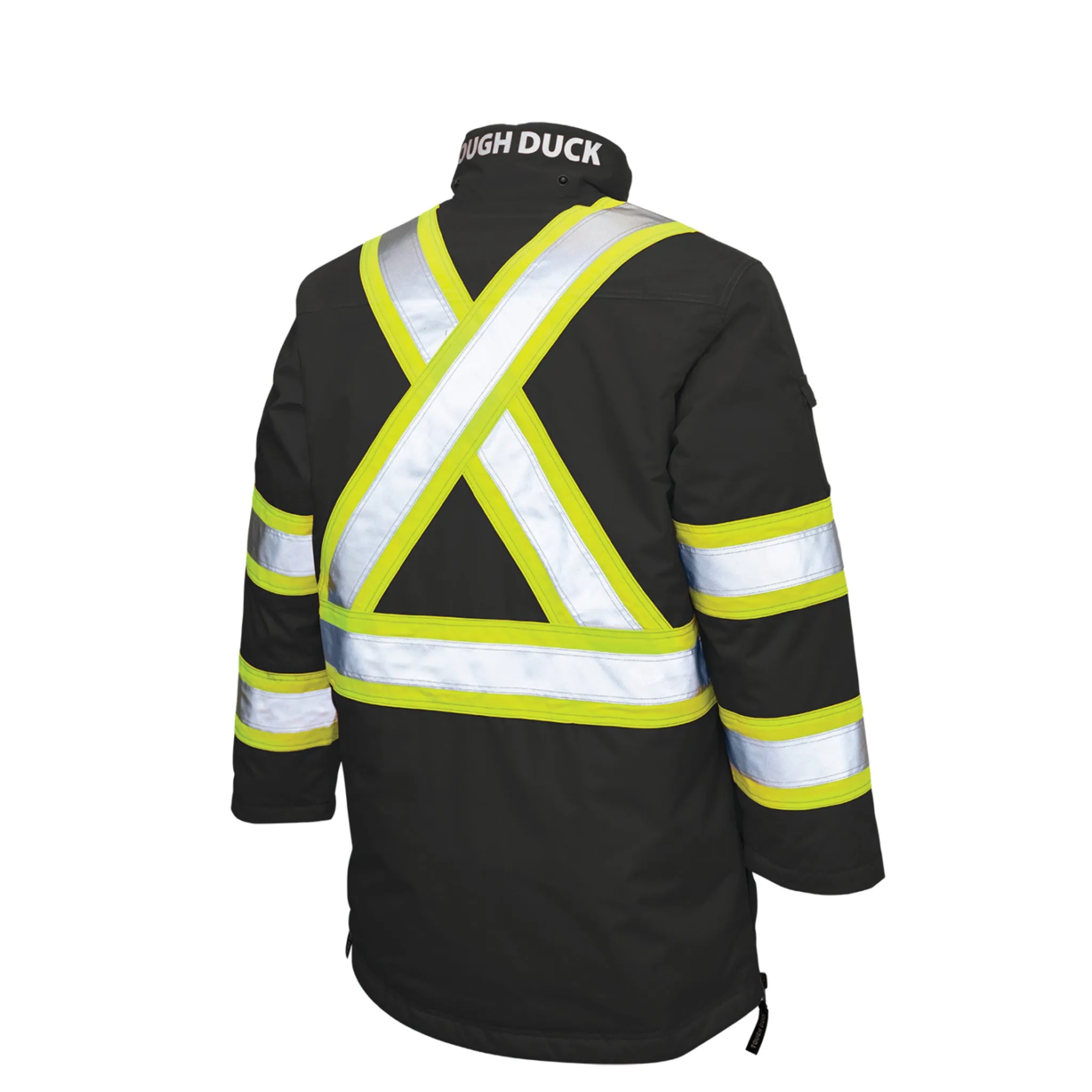 Tough Duck Men's Hi Vis Safety Parka SJ39 - Poly 300D Ripstop, Down Filled, Waterproof, Reflective, PU Membrane, Warm, Durable, Winter-Ready, Heavy Duty | Sizes XS-5XL