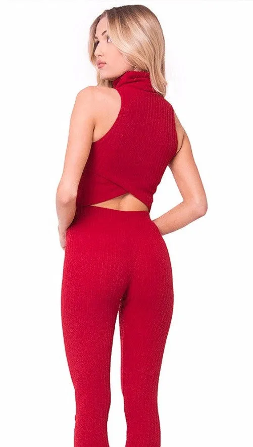 TWO TONE KNIT CROP TOP