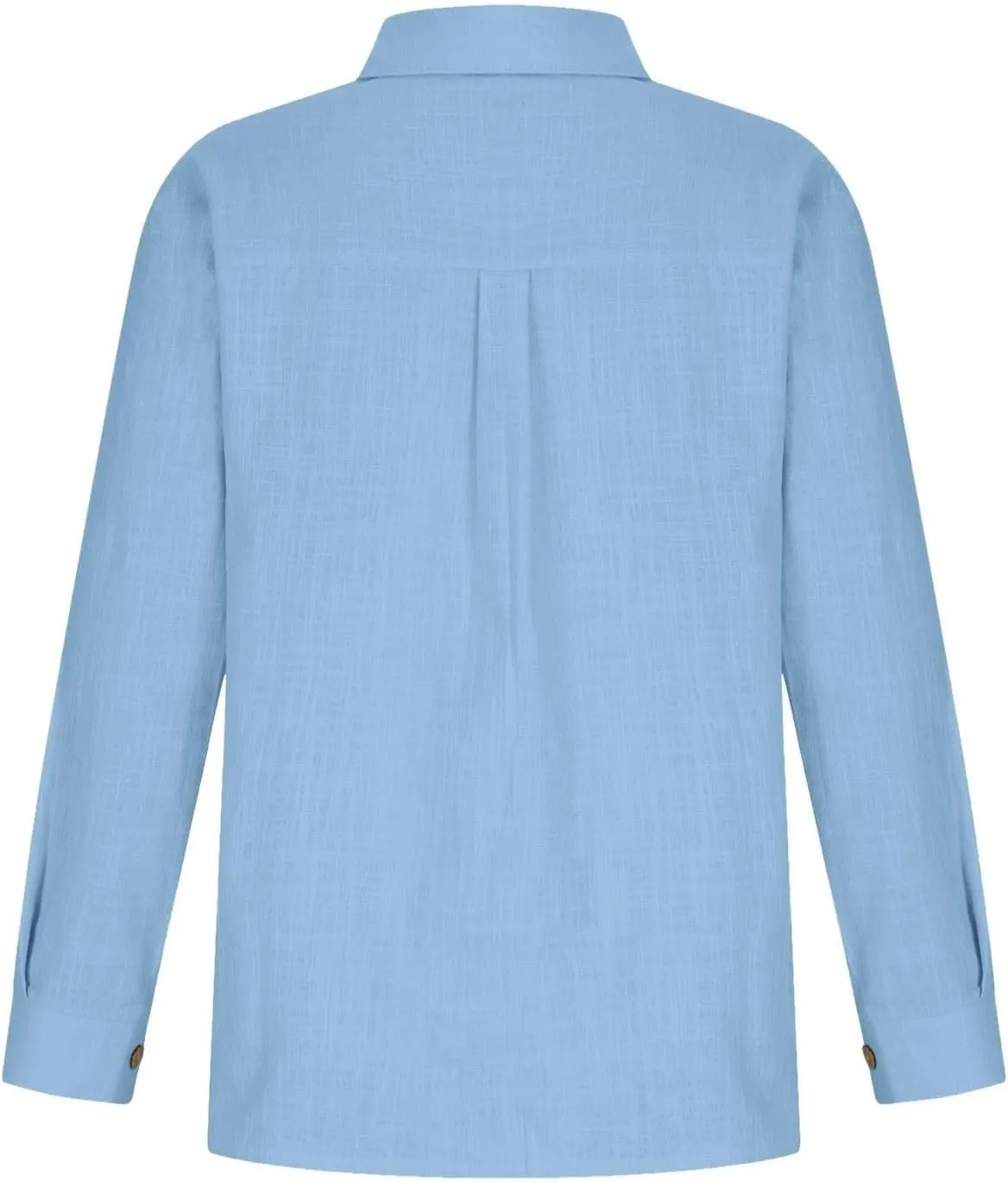Womens Cotton Linen Button Down Shirt Long Sleeve V Neck Lapel Blouses 2025 Solid Color Elegant Pleated Tunic Tops