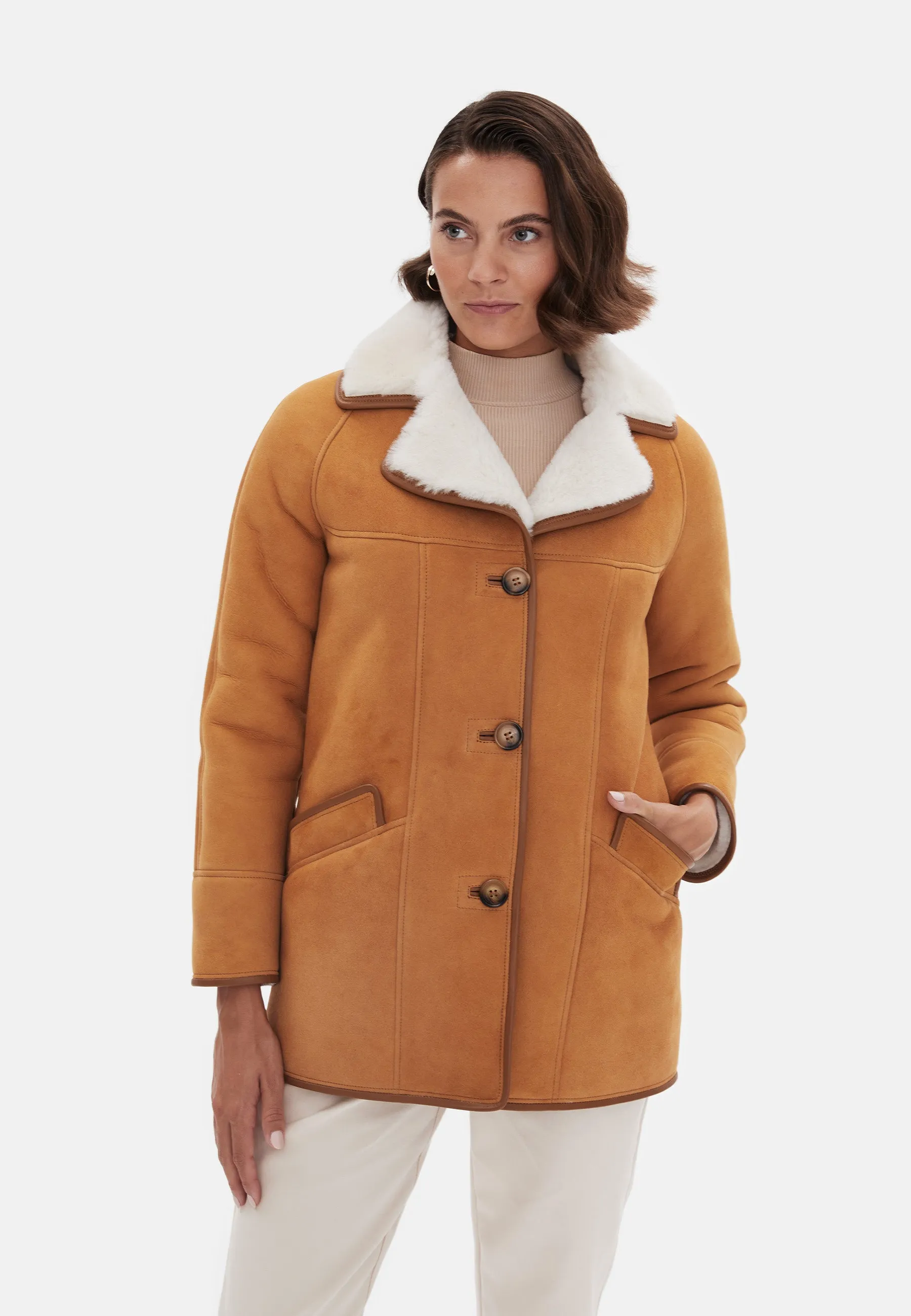 Women's Wool Coat, Whiskey