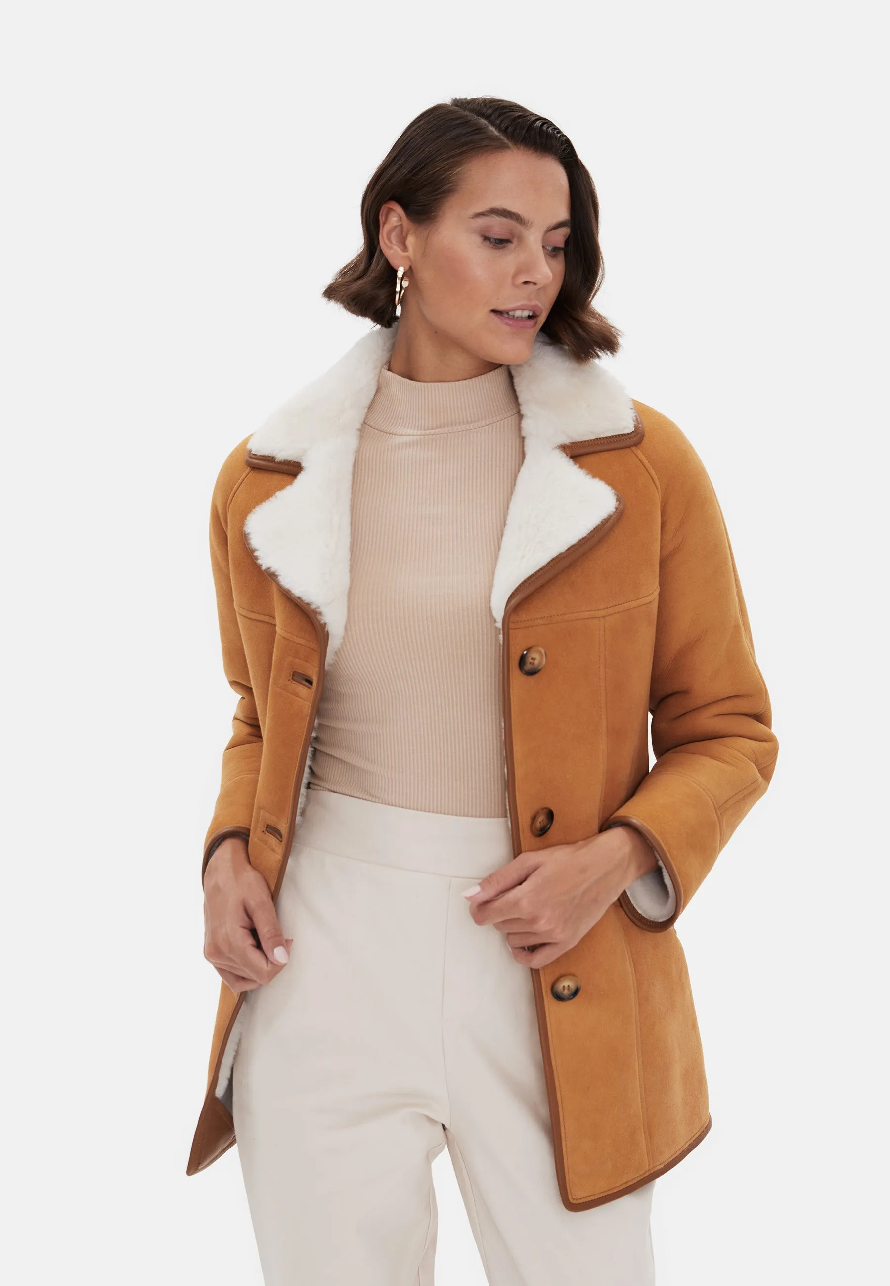 Women's Wool Coat, Whiskey