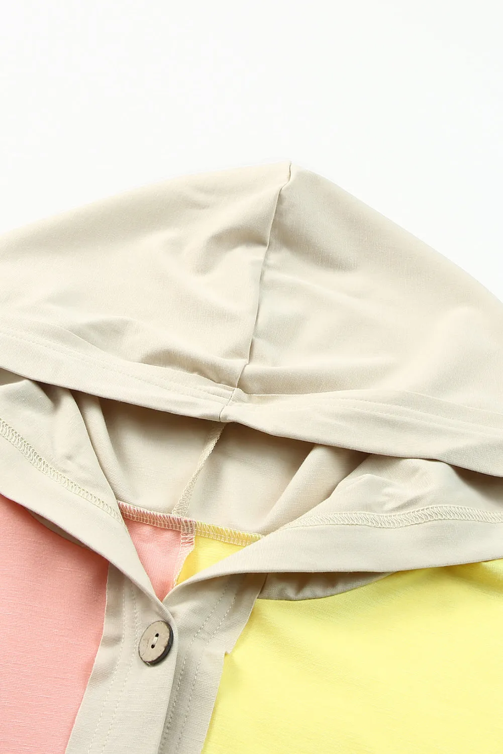 Yellow Color Block Button Down Shirt Jacket